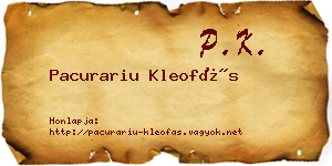 Pacurariu Kleofás névjegykártya